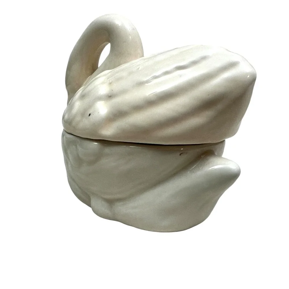 Vintage Loomco Swan Ceramic Porcelain Trinket Figurine 3 in High